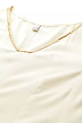 Off white solid poly crepe kurta sets