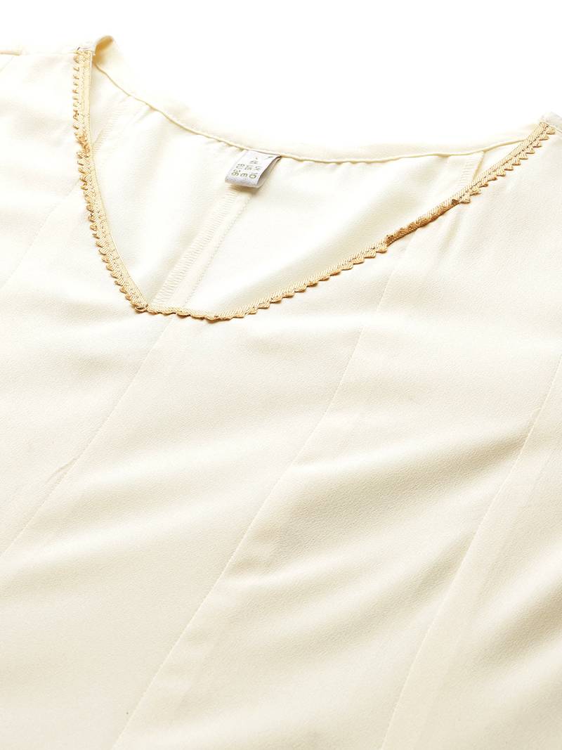Off white solid poly crepe kurta sets