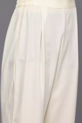 Off white solid poly crepe kurta sets