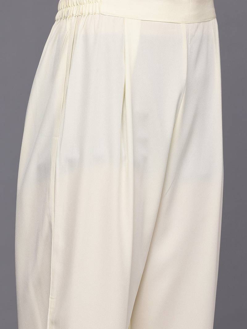 Off white solid poly crepe kurta sets