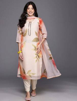 Off white printed organza kurta sets 1