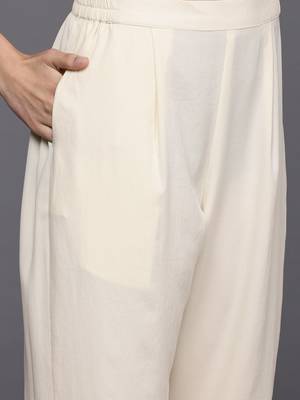 Off white printed organza kurta sets 3