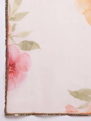 Off white printed organza kurta sets 4