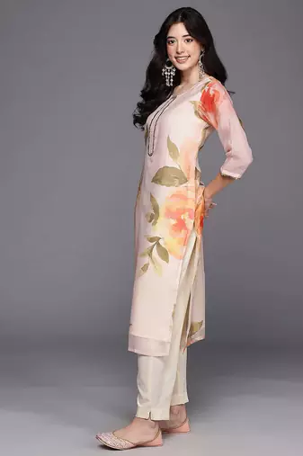 Off white printed organza kurta sets