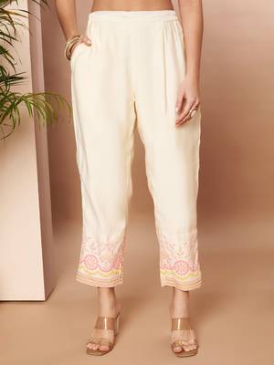 Orange printed silk blend kurta sets 4