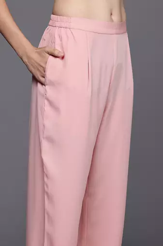 Pink printed organza kurta sets