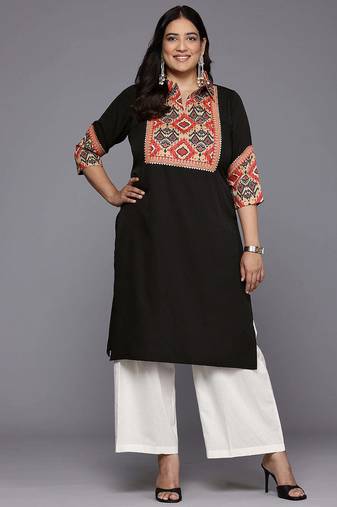 Black crepe long kurtis