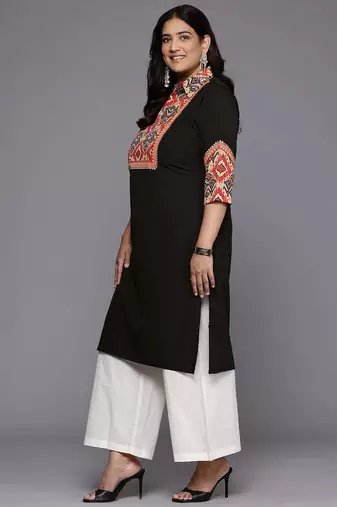 Black crepe long kurtis