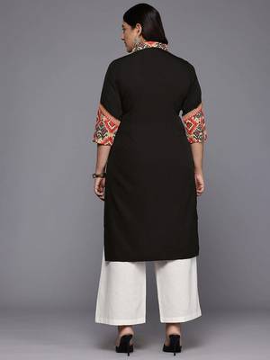 Black crepe long kurtis 5