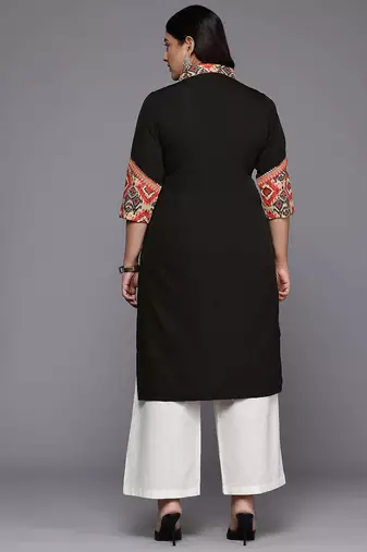 Black crepe long kurtis