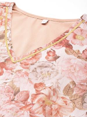 Brown printed poly chiffon kurta sets 3