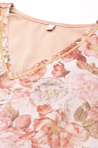Brown printed poly chiffon kurta sets