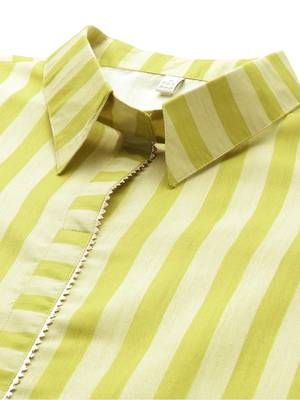 Yellow printed cotton blend kurta sets 2
