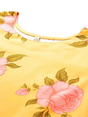 Yellow printed poly crepe kurta sets 2