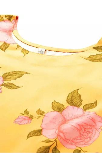 Yellow printed poly crepe kurta sets