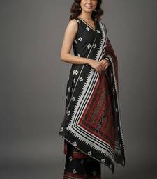Black printed silk crepe kurta sets
