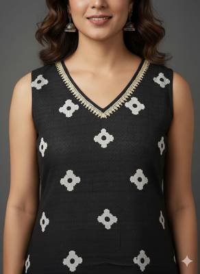 Black printed silk crepe kurta sets 5