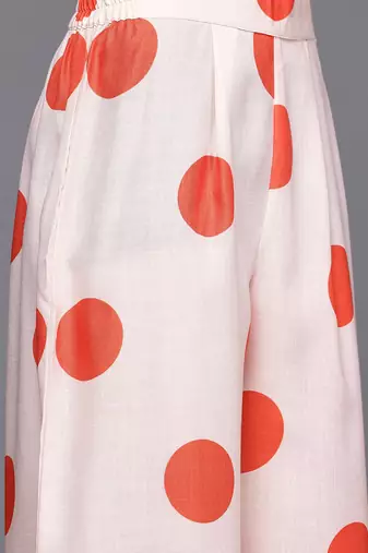 Off white printed cotton blend kurta sets