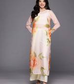 Off white printed organza kurta sets