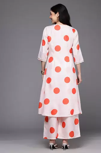 Off white printed cotton blend kurta sets