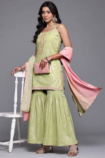 Green printed pure cotton kurta sets