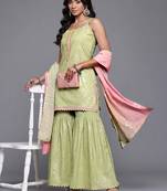 Green printed pure cotton kurta sets