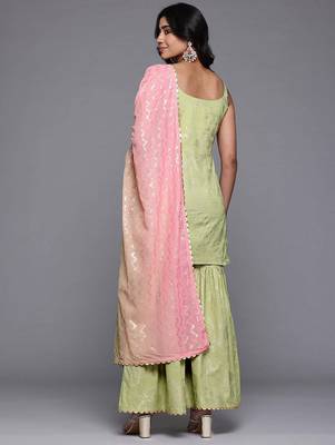 Green printed pure cotton kurta sets 2