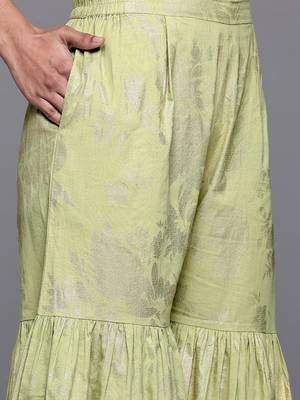 Green printed pure cotton kurta sets 4