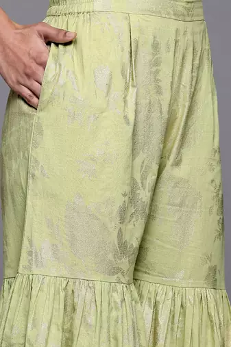 Green printed pure cotton kurta sets