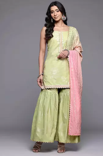Green printed pure cotton kurta sets