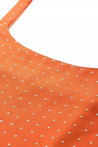Orange printed poly georgette kurta sets