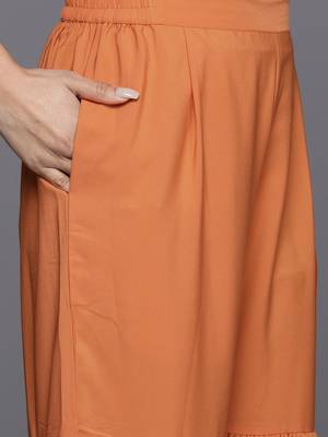 Orange printed poly georgette kurta sets 3