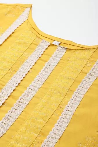 Mustard printed pure cotton kurta sets