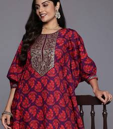 Purple printed poly crepe kurta sets