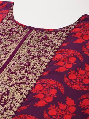 Purple printed poly crepe kurta sets 3
