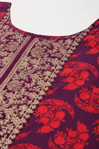 Purple printed poly crepe kurta sets