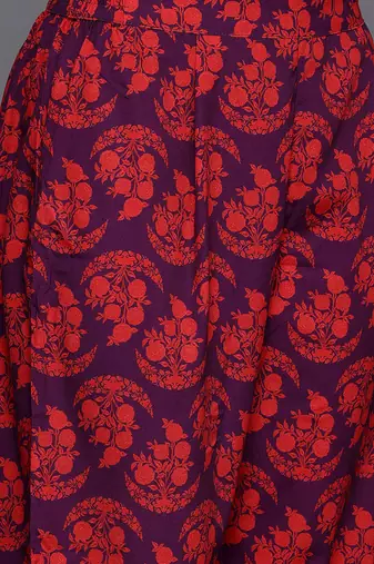 Purple printed poly crepe kurta sets
