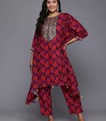 Purple printed poly crepe kurta sets