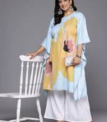 Blue printed poly crepe kurta sets