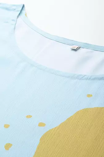 Blue printed poly crepe kurta sets