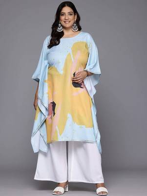 Blue printed poly crepe kurta sets 4