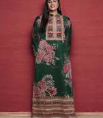Green printed silk long kurtis