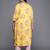 Yellow printed crepe long kurtis