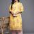 Yellow printed crepe long kurtis