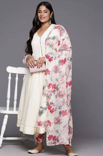 Off white solid poly crepe kurta sets