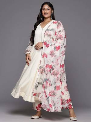 Off white solid poly crepe kurta sets 2