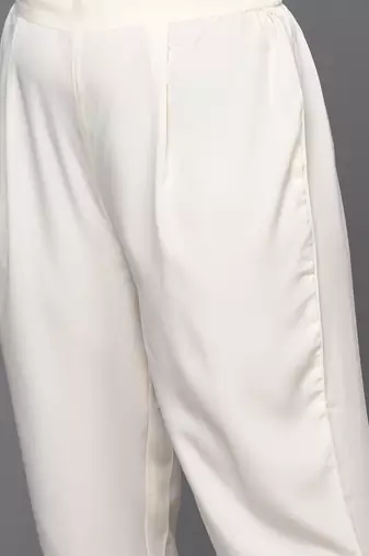 Off white solid poly crepe kurta sets