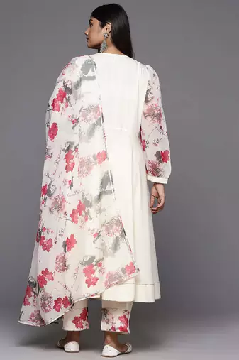 Off white solid poly crepe kurta sets