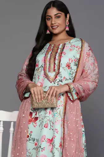 Multi printed poly crepe kurta sets