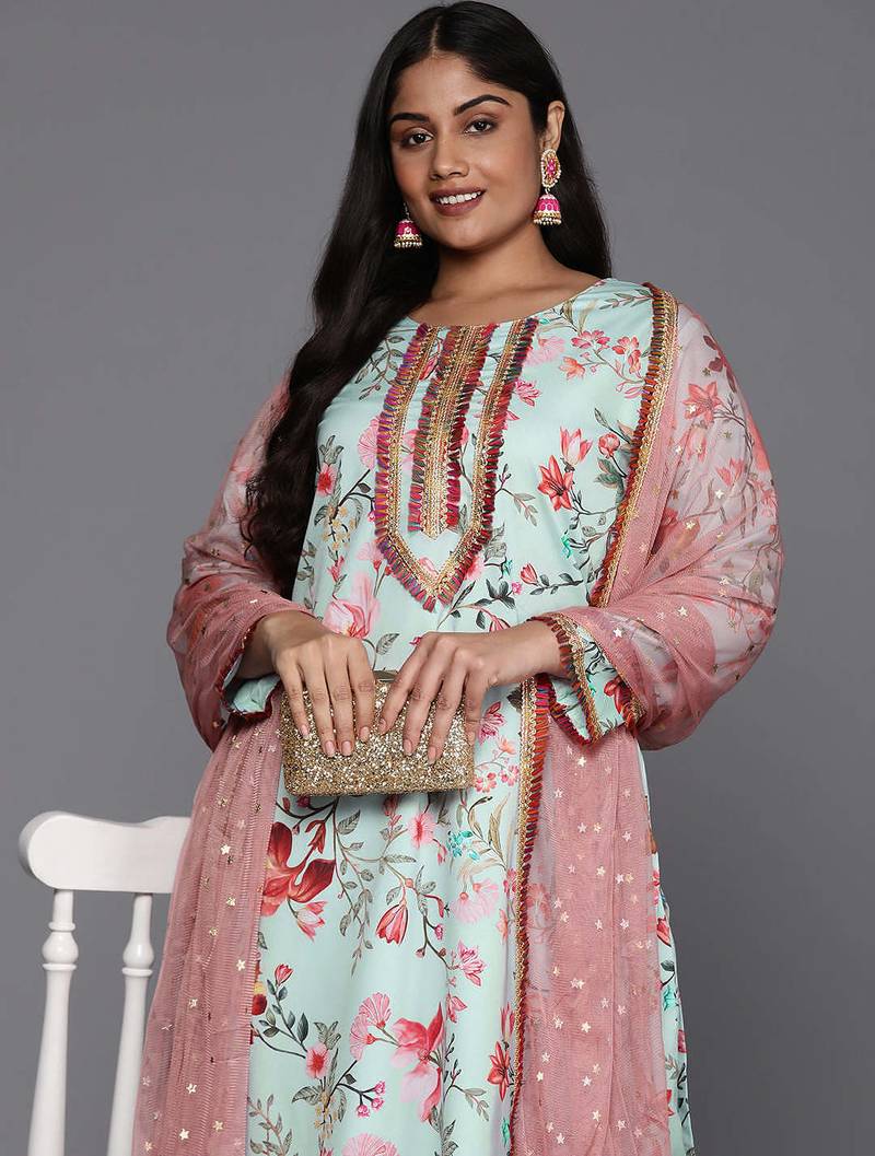 Multi printed poly crepe kurta sets